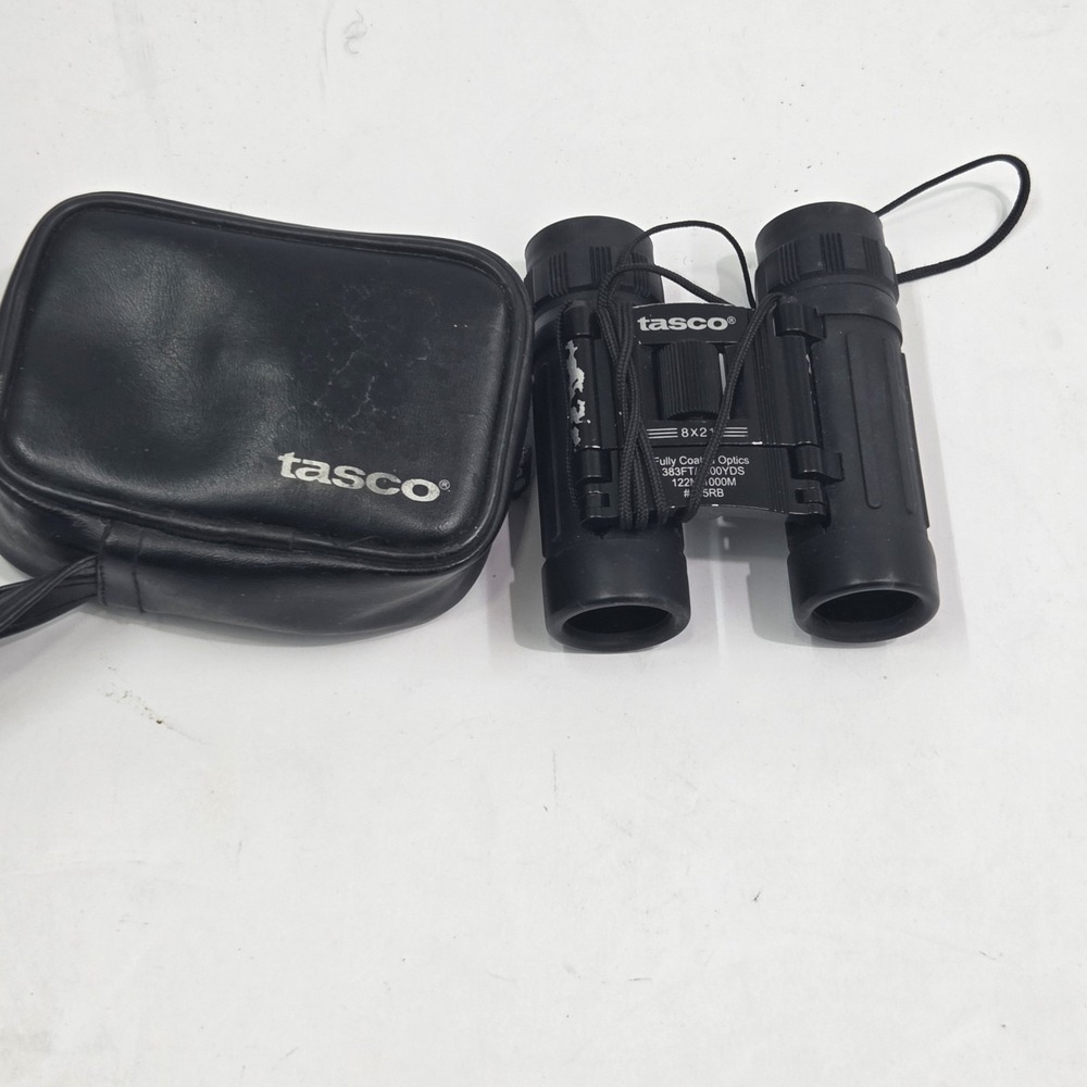 Tasco 165RB Compact‎ Binoculars 8x21 Black Folding Pocket Size w/ Case...